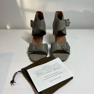 Lien Do Anthropologie Leather Block Heel Sandals Sage Women 6